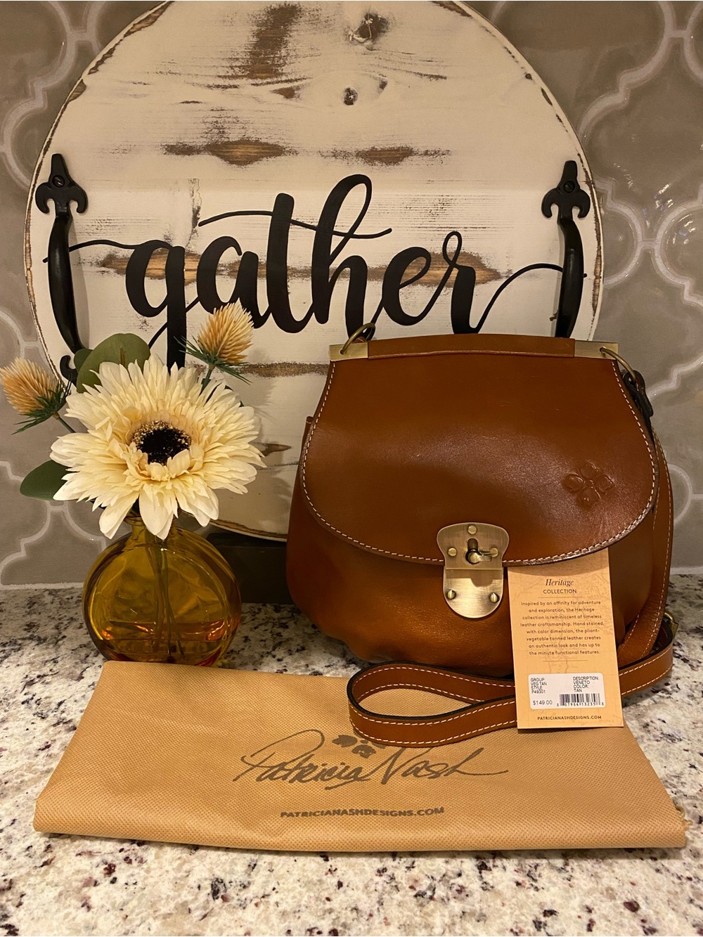 Patricia Nash Saddle Crossbody Bag — Cognac
